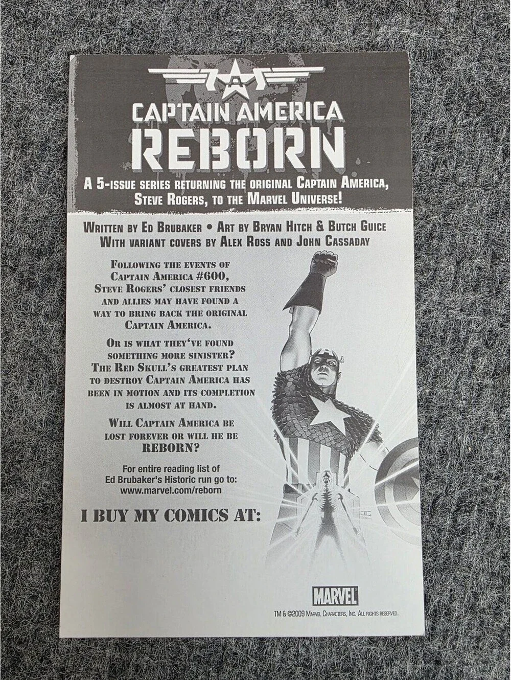 Marvel Captain America Reborn 2009 Promo Flyer Comic Book Ephemera